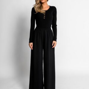 Černý žebrovaný top THULIT Velikost: ONESIZE