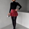 Červená mini flitrovaná balónová sukně CHAIM Velikost: ONESIZE - Image 2