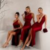 Červené dlouhé šaty ARWEN pro družičky Velikost: ONESIZE - Image 3