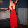 Červené dlouhé žerzejové šaty ISADORA Velikost: ONESIZE - Image 3
