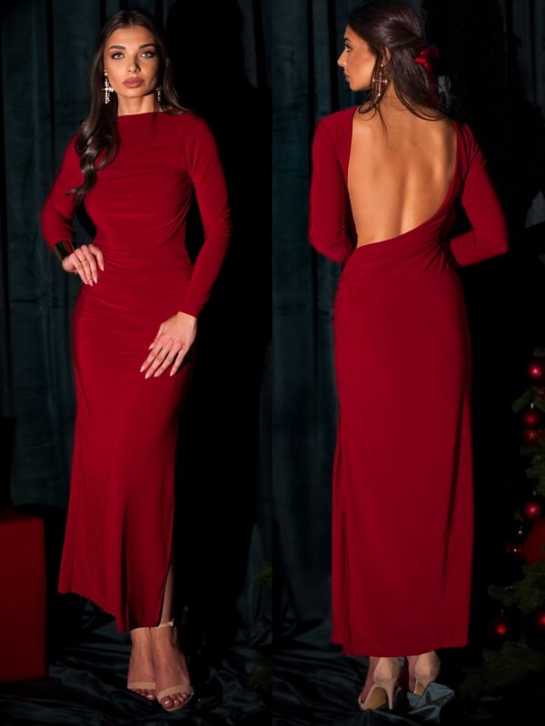 Červené elegantní dlouhé jednoduché šaty ASPASIA Velikost: ONESIZE