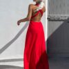 Červené elegantní šaty BEATRICE s vázáním - Image 2