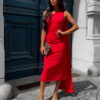 Červené elegantní šaty COLOMBE s vlečkou Velikost: ONESIZE - Image 3
