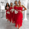 Červené elegantní šaty HARMONIA s mašlí - Image 2