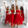 Červené elegantní šaty HARMONIA s mašlí - Image 3
