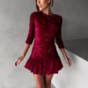 Červené flitrované balónové krátké šaty GAMMY Velikost: ONESIZE - Image 3