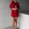 Červené flitrované krátké šaty LESEK s mašlí Velikost: ONESIZE - Image 2