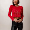Červený crop top AFRA s kamínky Velikost: ONESIZE - Image 2