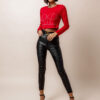Červený crop top AFRA s kamínky Velikost: ONESIZE - Image 3