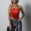 Červený elegantní crop top METEORITE - Image 2
