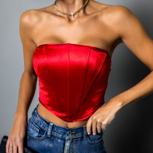 Červený elegantní crop top METEORITE