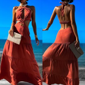 Cihlové elegantní šaty SARAINE Velikost: M/L