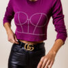 Fialový crop top AFRA s kamínky Velikost: ONESIZE - Image 2