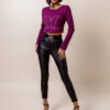 Fialový crop top AFRA s kamínky Velikost: ONESIZE - Image 3