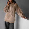 Hnědá basic oversize mikina CRUZY s kapucí Velikost: ONESIZE - Image 2