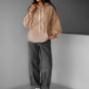 Hnědá basic oversize mikina CRUZY s kapucí Velikost: ONESIZE - Image 3