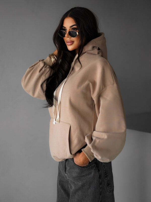 Hnědá basic oversize mikina CRUZY s kapucí Velikost: ONESIZE