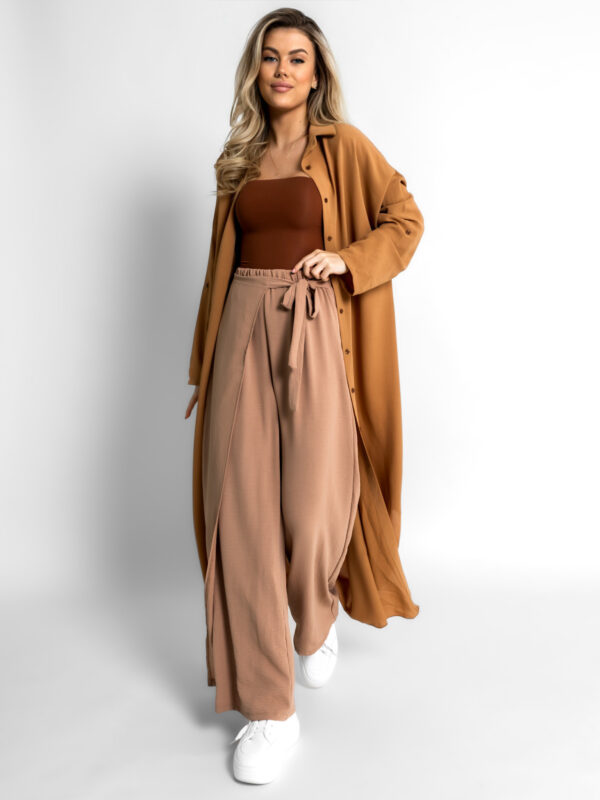 Hnědé basic dlouhé košilové šaty košile NESSY Velikost: ONESIZE