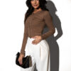 Hnědé stylové triko HARITA na zip Velikost: M/L - Image 3