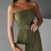 Khaki stylové dlouhé šaty AVILAL na zip Velikost: ONESIZE - Image 3