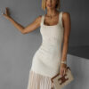 Krémové dlouhé elegantní šaty FINIASA Velikost: M/L - Image 3