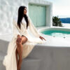 Krémové elegantní šaty WOMAN s dlouhým rukávem Velikost: ONESIZE - Image 3