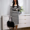 Krémové oversized šaty SHARMILA s pruhy Velikost: ONESIZE - Image 2