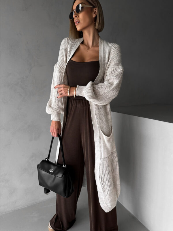 Krémový dlouhý svetrový cardigan SENTENCERO Velikost: ONESIZE