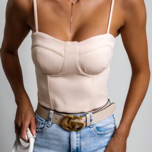 Krémový elegantní crop top TOPAZ