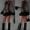 Leopardí elegantní balónové šaty ALFIJA Velikost: S/M - Image 2
