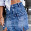 Modrá denim sukně MADONNA s kapsami Velikost: XS - Image 3