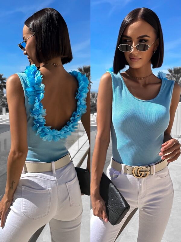 Modré elegantní body WOLMANDY s kytičkami Velikost: M/L