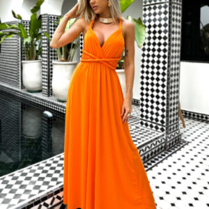 Oranžové dlouhé variabilní šaty BEATRICE s vázáním Velikost: ONESIZE