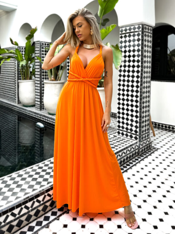 Oranžové dlouhé variabilní šaty BEATRICE s vázáním Velikost: ONESIZE