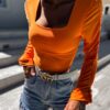 Oranžové elegantní body RIGOLDE s řasením Velikost: ONESIZE - Image 2