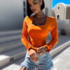 Oranžové elegantní body RIGOLDE s řasením Velikost: ONESIZE - Image 3