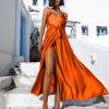 Oranžové elegantní dlouhé šaty PRIMROSE Velikost: ONESIZE - Image 2