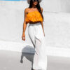 Oranžový řasený crop top MONTEREY - Image 2