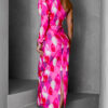 Růžové dlouhé elegantní šaty KAROT Velikost: ONESIZE - Image 3