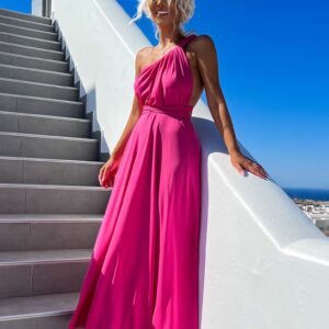 Růžové elegantní šaty BEATRICE s vázáním