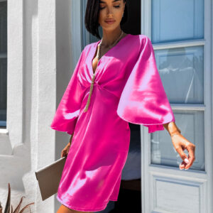 Růžové lesklé elegantní šaty WINIFRED Velikost: ONESIZE