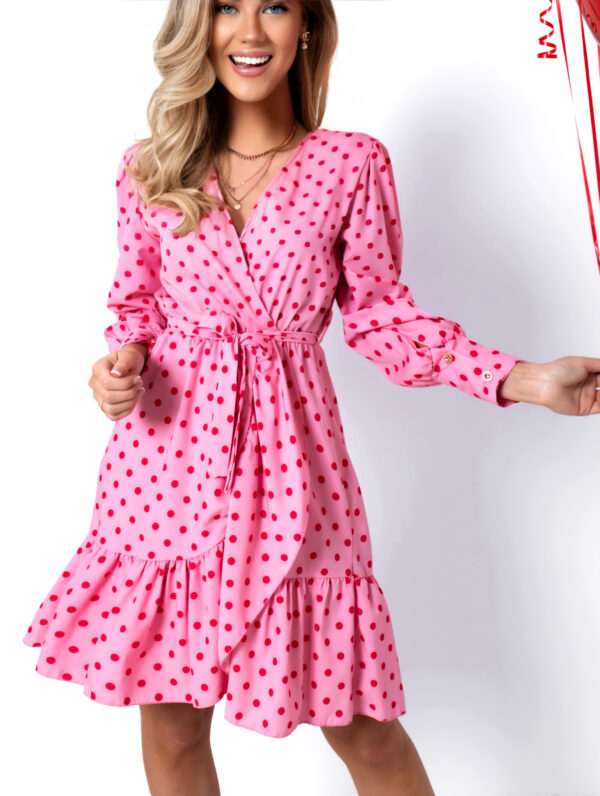Růžové puntíkaté šaty MIAMO na zavazování Velikost: ONESIZE