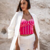 Růžový elegantní crop top MACK s kamínky Velikost: S/M - Image 3