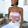 Růžový elegantní crop top METEORITE - Image 2