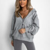 Šedá basic bavlněná mikina s kapucí OUTUBRO na zip Velikost: ONESIZE - Image 2