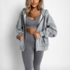 Šedá basic bavlněná mikina s kapucí OUTUBRO na zip Velikost: ONESIZE - Image 3