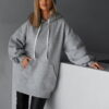 Šedá basic oversize mikina CRUZY s kapucí Velikost: ONESIZE - Image 2