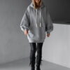 Šedá basic oversize mikina CRUZY s kapucí Velikost: ONESIZE - Image 3