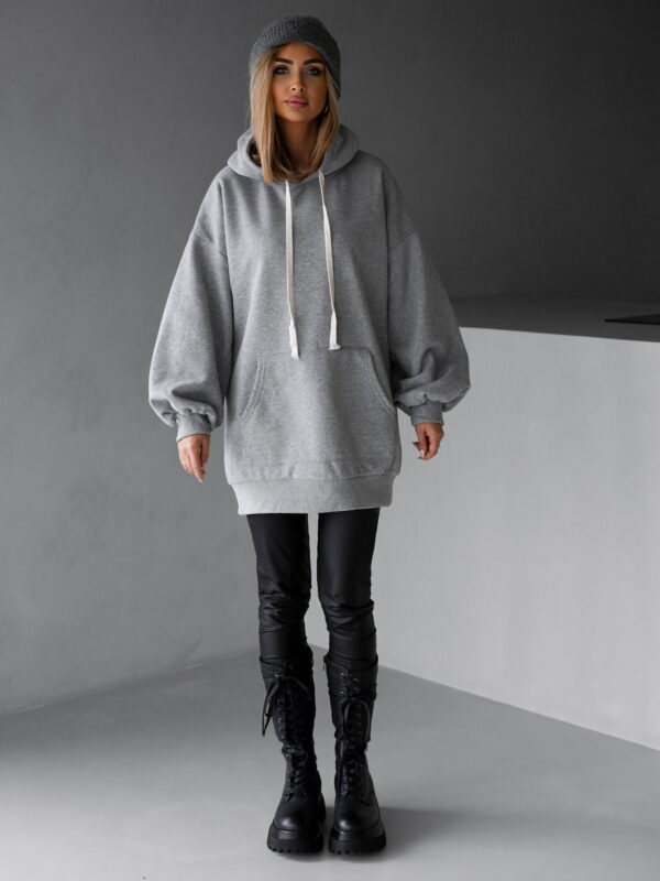Šedá basic oversize mikina CRUZY s kapucí Velikost: ONESIZE