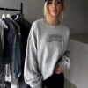 Šedá oversize bavlněná mikina MEGGI s nápisem Velikost: ONESIZE - Image 2